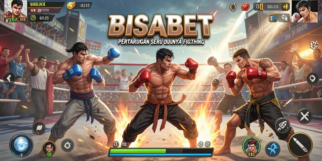 Screenshot BISABET menampilkan pertarungan epik karakter di arena.