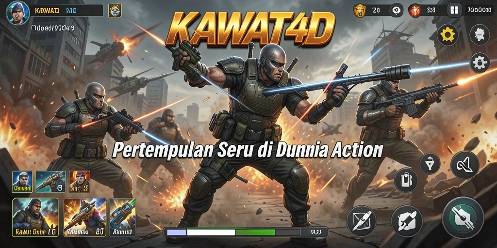Screenshot gameplay KAWAT4D menampilkan aksi pertempuran yang seru.
