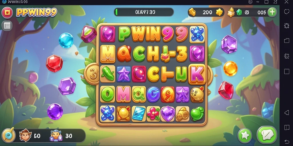 Screenshot utama PPWIN99 menampilkan gameplay Match-3 yang seru dan berwarna.