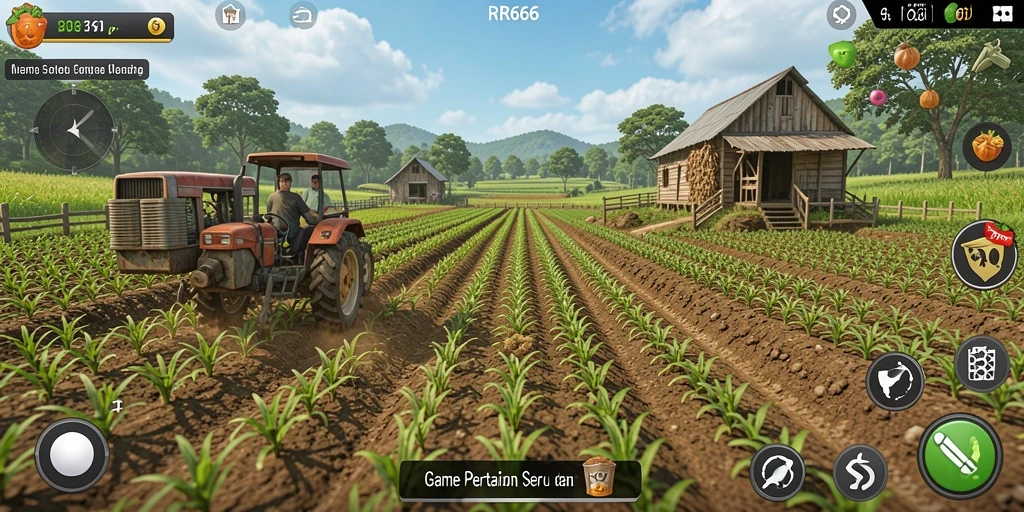 Screenshot gameplay RR666 menunjukkan keseruan bertani yang imersif.